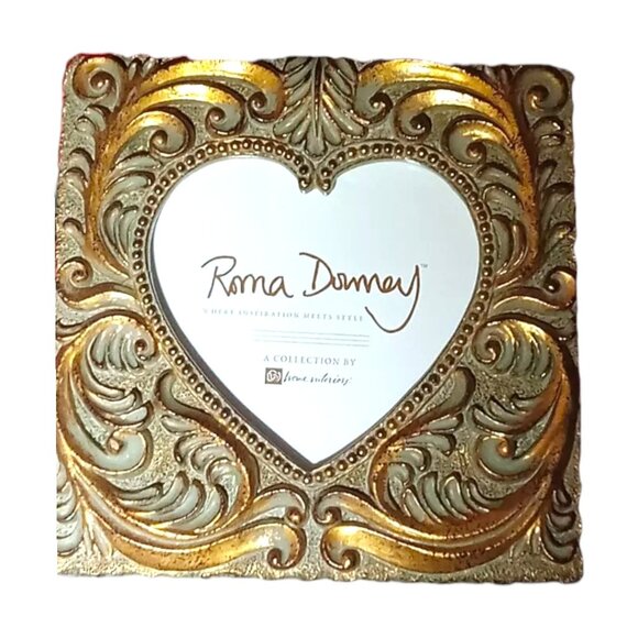 Roma Downey for Home Interiors Gold Metallic Ornate Frame w Glass & Art 6.75" sq - Picture 2 of 16